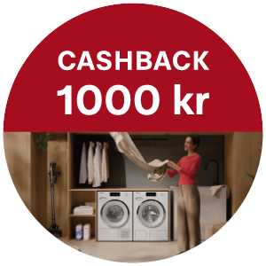 Fra d. 01/09 2024 til d. 31/10 2024 har du mulighed for at få 1000,- kroner i cashback, når du køber enten en vaskemaskine med TwinDos eller en opvaskemaskine med AutoDos fra Miele. For at gøre brug af tilbuddet, skal du registrere dit køb på Mieles hjemmeside senest d. 30/11 2024. Læs mere om kampagnebetingelser og registrering her