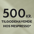 *Når du køber en Nespresso Vertuo-kaffemaskine, får du 500 kr. indsat på din Nespresso medlemskonto. Kampagnen gælder i perioden d. 03.01.2023 til og med d. 19.02.2023. Se hvordan du gør i linket.