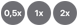 0,5x, 1x ja 2x