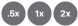 0,5x, 1x, 2x