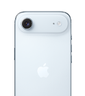 iPhone Air, fra baksiden, i fargen himmelblå, Fusion-hovedkamerasystem i platå øverst
