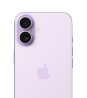 iPhone 17, fra baksiden, i fargen lavendel, Dual Fusion-kamerasystem øverst til venstre