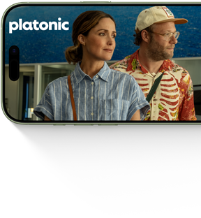 iPhone 17, sedd framifrån, visar Apple TV+-serien Platonic