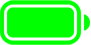 Et ikon af et fuldt opladet batteri i fluorescerende grøn. 
