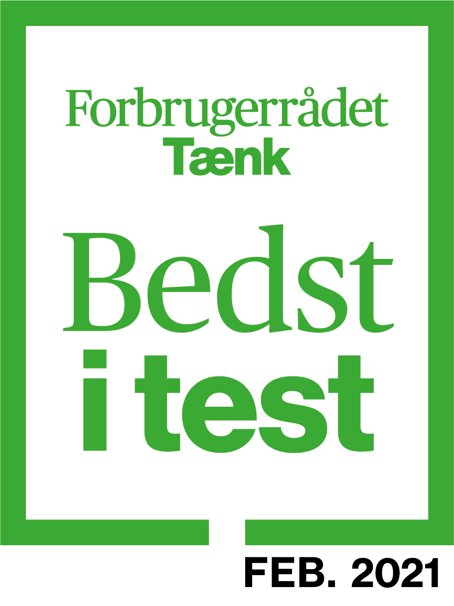 Dette produkt har fået udmærkelsen "Bedst i test" af Forbrugerrådet Tænk.