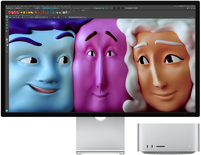 Mac Studio set forfra med Studio Display