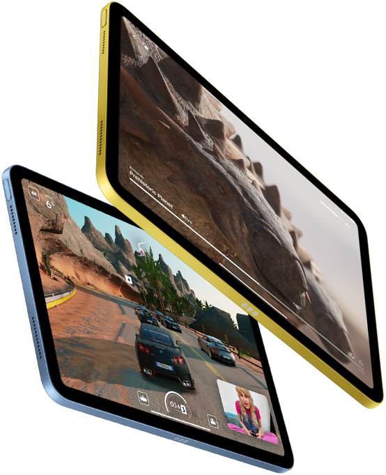 Viser Apple TV+ og SharePlay-spiloplevelsen på iPad.