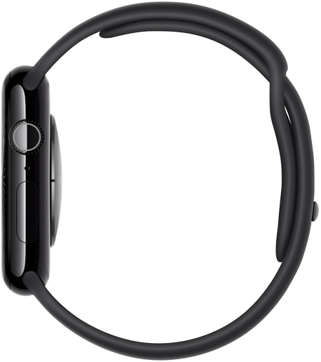 Højre side af et Apple Watch Series 10, der viser, hvor tyndt det er.