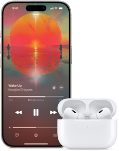 iPhone AirPods Pro ‑kuulokkeiden latauskotelon vieressä, kotelo on auki