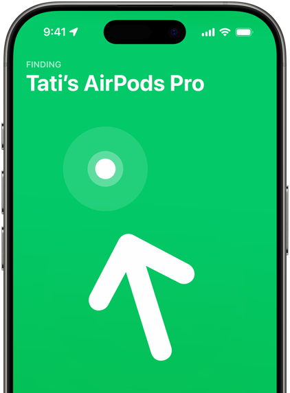 En iPhone som visar appen Hitta för AirPods Pro