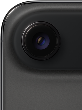 iPhone Air, taustapuoli, värinä tähtimusta, pyöristetty yläkulma, yhden linssin Fusion-kamerajärjestelmä