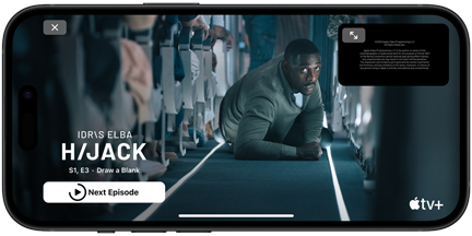 iPhone 15, der afspiller Apple TV+-serien Hijack
