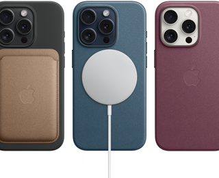 iPhone 15 med olika MagSafe-tillbehör