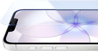 iPhone 17e i hvid med Ceramic Shield 2 på forsiden og Handlings- og lydstyrkeknapperne på siden