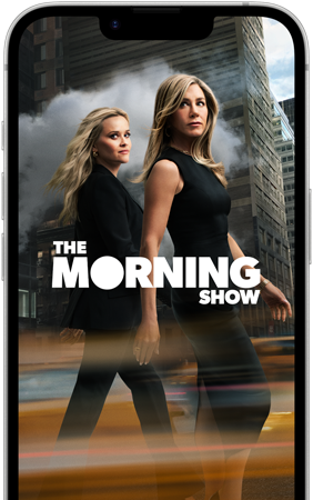 iPhone 17e-skærm viser Apple TV+-serien The Morning Show