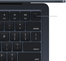 MacBook Air-tangentbordet med Touch ID, sett ovanifrån