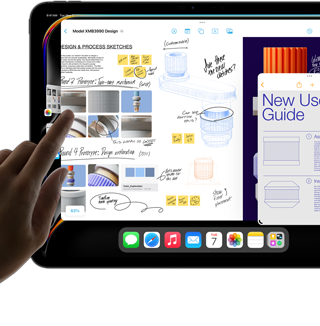Multitasking i iPadOS på iPad Pro med flera appar som används samtidigt.